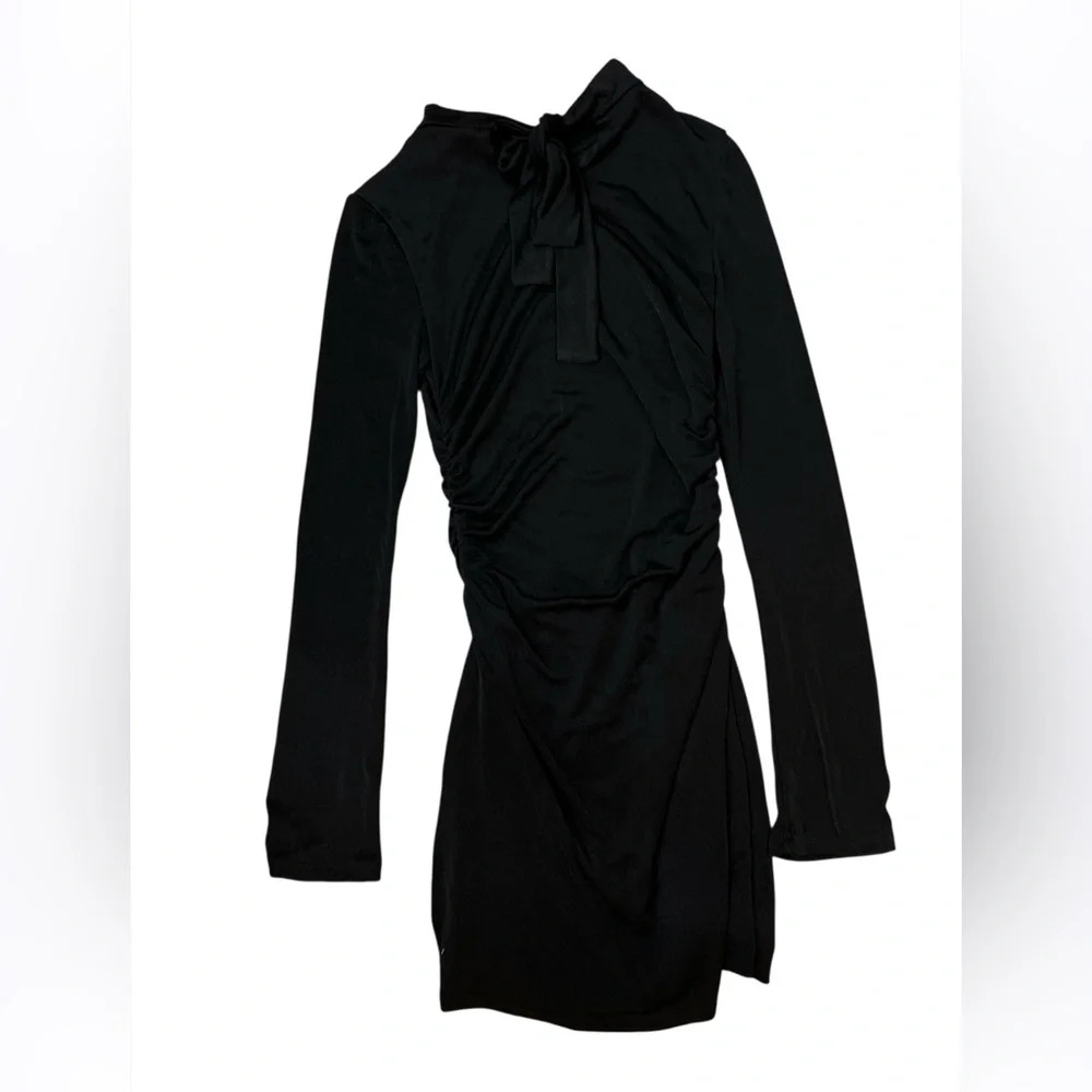 WAYF Vivi Tie Back Long Sleeve Black Minidress XS - Picture 5 of 6